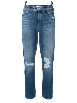 Укороченные джинсы с потертой отделкой Mother. Цвет: синий