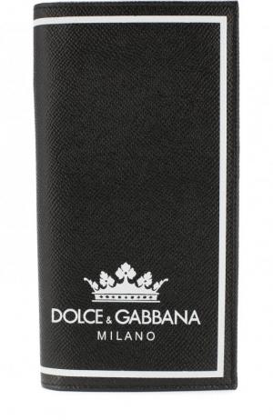 Кожаное портмоне с отделениями для кредитных карт Dolce & Gabbana. Цвет: черный