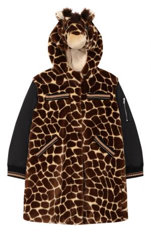 Пальто на молнии с декоративным капюшоном Dolce & Gabbana. Цвет: коричневый