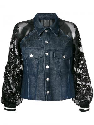 Джинсовая куртка с пайетками Aviù. Цвет: синий