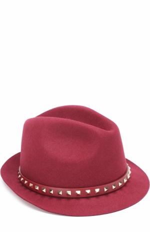 Шляпа  Garavani из ангоры с кожаным ремешком и заклепками Valentino. Цвет: красный
