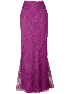 Длинная кружевная юбка Alberta Ferretti. Цвет: розовый и фиолетовый