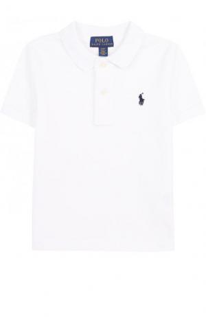 Хлопковое поло с логотипом бренда Polo Ralph Lauren. Цвет: белый