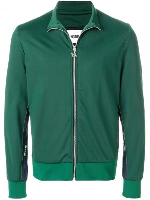 Легкая куртка на молнии MSGM. Цвет: зелёный