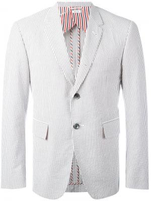 Полосатый пиджак Thom Browne. Цвет: белый