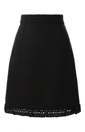 Вязаная юбка из смеси шерсти и хлопка с шелком Dolce & Gabbana. Цвет: черный