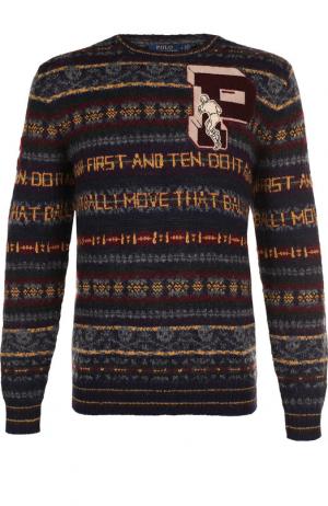 Шерстяной свитер с принтом Polo Ralph Lauren. Цвет: синий