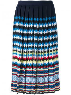 Плиссированная юбка Aura Mary Katrantzou. Цвет: синий