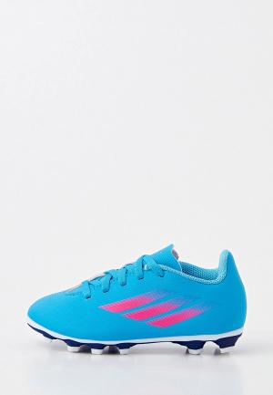 Бутсы adidas. Цвет: голубой