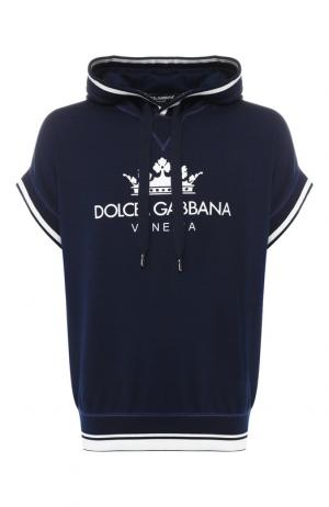 Хлопковое худи Dolce & Gabbana. Цвет: темно-синий