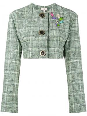 Укороченный твидовый пиджак Natasha Zinko. Цвет: зелёный