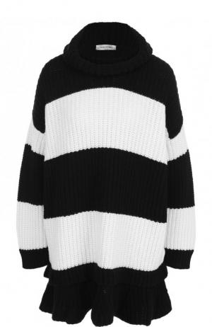 Удлиненный шерстяной пуловер свободного кроя Valentino. Цвет: черно-белый