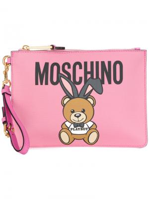 Клатч Playboy Toy Bear Moschino. Цвет: розовый и фиолетовый