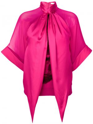 Draped neckline rottweiler print top Givenchy. Цвет: розовый и фиолетовый