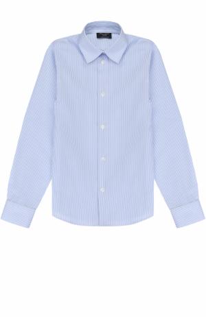 Хлопковая рубашка прямого кроя в полоску Dal Lago. Цвет: голубой