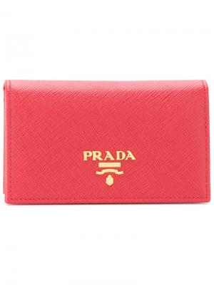 Складная визитница Prada. Цвет: красный