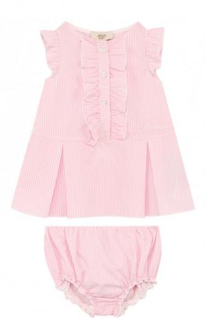 Хлопковый комплект из платья и трусов Armani Junior. Цвет: розовый