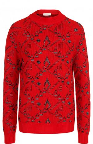 Вязаный пуловер из смеси шерсти и кашемира Saint Laurent. Цвет: красный