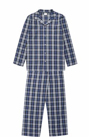 Хлопковая пижама с принтом La Perla. Цвет: темно-синий