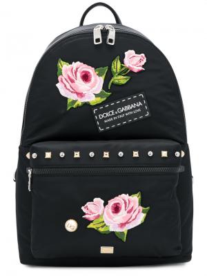 Рюкзак с аппликацией в форме цветов Dolce & Gabbana. Цвет: чёрный