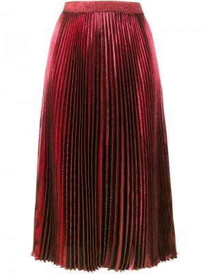 Плиссированная юбка с завышенной талией металлическим отблеском Christopher Kane. Цвет: красный
