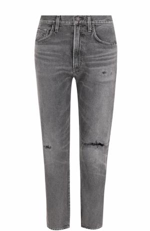 Укороченные джинсы прямого кроя с потертостями Citizens Of Humanity. Цвет: серый