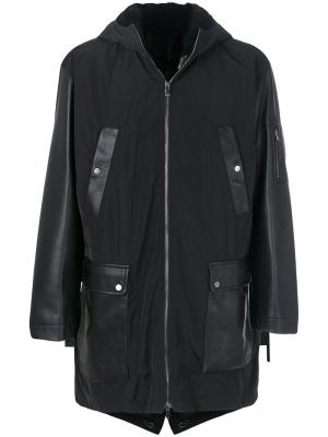 Пальто с контрастными панелями Drome. Цвет: чёрный