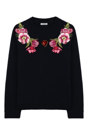 Шерстяной пуловер Dolce & Gabbana. Цвет: темно-синий