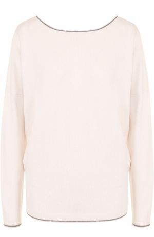 Пуловер прямого кроя с V-образным вырезом на спинке Paul&Joe. Цвет: розовый