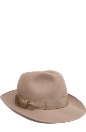 Фетровая шляпа с лентой Borsalino. Цвет: бежевый