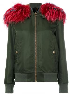 Куртка-бомбер с меховой подкладкой Mr & Mrs Italy. Цвет: зелёный