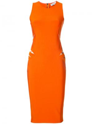 Платье с вырезными деталями Mugler. Цвет: жёлтый и оранжевый