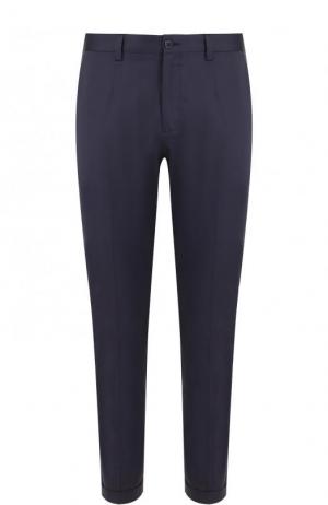 Хлопковые укороченные брюки прямого кроя Dolce & Gabbana. Цвет: синий