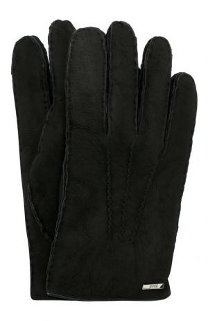 Кожаные перчатки BOSS. Цвет: черный