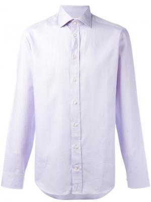 Тканая хлопковая рубашка Armani Collezioni. Цвет: розовый и фиолетовый