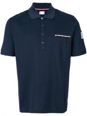 Рубашка-поло с нашивкой логотипа Moncler Gamme Bleu. Цвет: синий