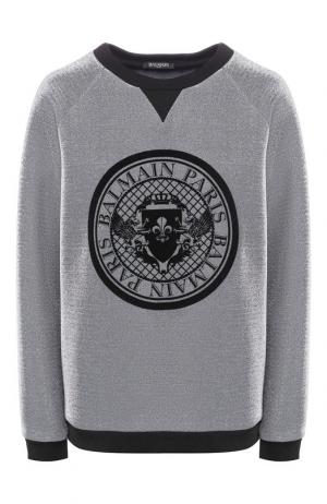 Пуловер с логотипом бренда Balmain. Цвет: серебряный