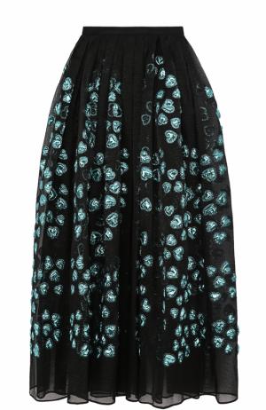 Шелковая юбка-макси с вышивкой Elie Saab. Цвет: разноцветный