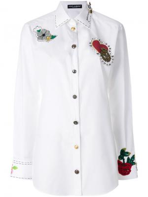 Рубашка с аппликацией Dolce & Gabbana. Цвет: белый
