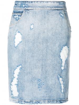Джинсовая юбка с рваными деталями Iro. Цвет: синий