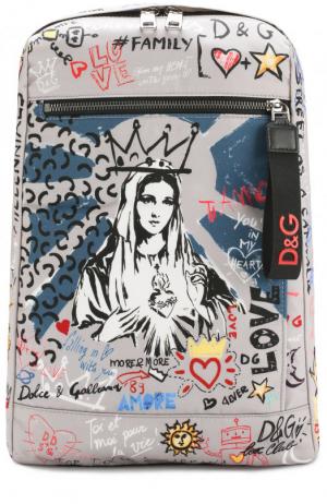 Кожаный рюкзак Mediterraneo с принтом Dolce & Gabbana. Цвет: серый