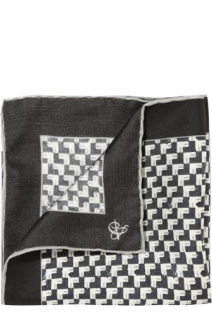 Шелковый платок с принтом Canali. Цвет: черно-белый
