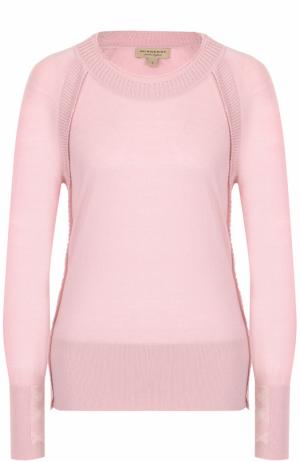 Кашемировый пуловер с круглым вырезом Burberry. Цвет: светло-розовый
