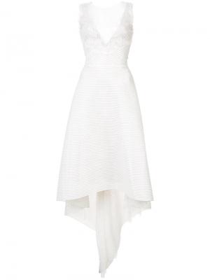 Платье с глубоким V-образным вырезом Marchesa Notte. Цвет: белый