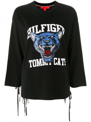 Толстовка Tomcats с пайетками Hilfiger Collection. Цвет: чёрный