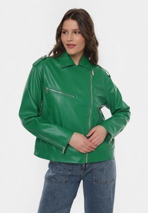 Куртка кожаная Pill. Цвет: зеленый