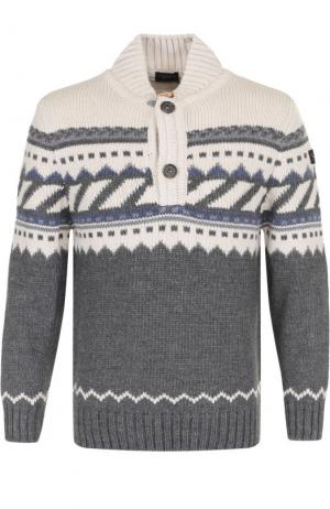 Шерстяной свитер с воротником на пуговицах Paul&Shark. Цвет: серый