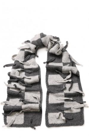Шерстяной шарф с отделкой Loewe. Цвет: серый