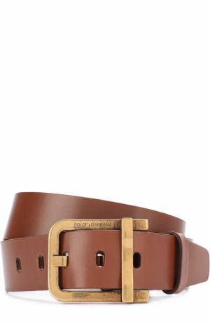 Кожаный ремень с металлической пряжкой Dolce & Gabbana. Цвет: коричневый