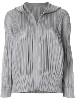 Куртка с капюшоном Pleats Please By Issey Miyake. Цвет: серый